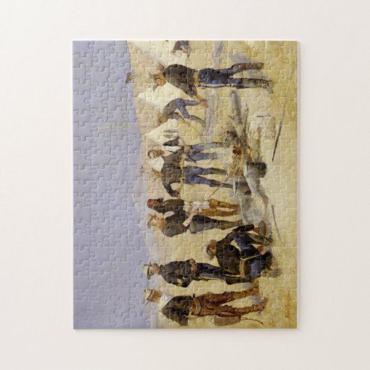 騎兵隊のキャンプのクリスマスのビーフを焼くこと ジグソーパズル (縦)