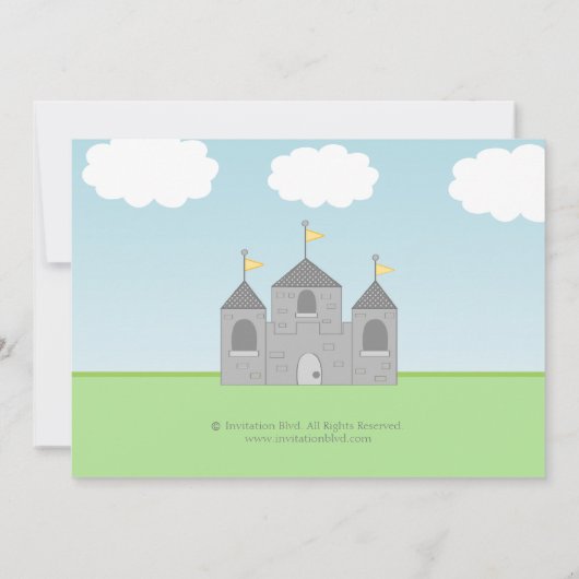 騎士およびプリンセスの双生児の共同パーティの招待状 招待状 (裏面)