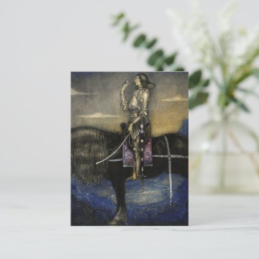 「騎士が馬を乗り上げた」ジョン・バウアーの水彩画 ポストカード (スタンド正面)