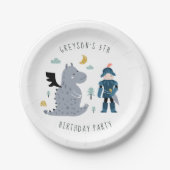 騎士とドラゴンの誕生日パーティー ペーパープレート (正面)