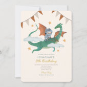 騎士とドラゴン中世王室の少年誕生日 招待状 (正面)