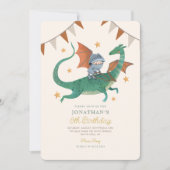 騎士とドラゴン中世王室の少年誕生日 招待状 (正面)