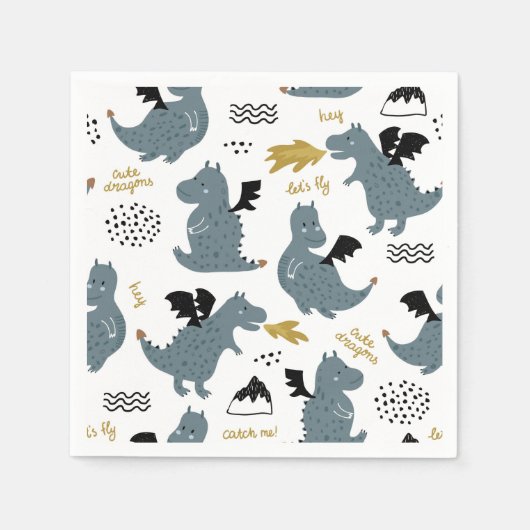 騎士とドラゴン お誕生日パーティー| Fairytale スタンダードカクテルナプキン (正面)