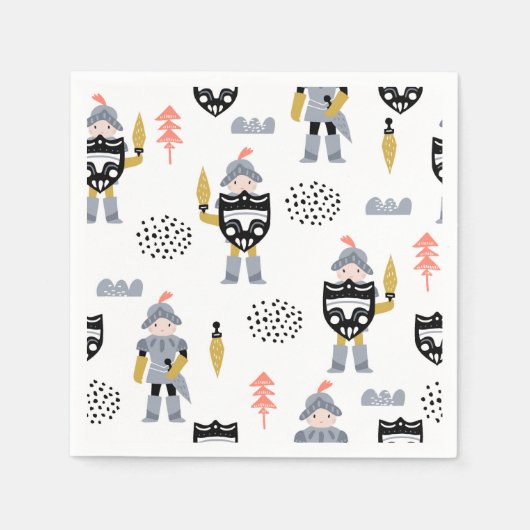 騎士とドラゴン お誕生日パーティー| Fairytale スタンダードカクテルナプキン (正面)