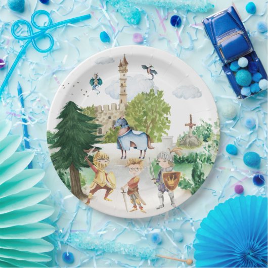 騎士とドラゴン |中世王室の誕生日 ペーパープレート (パーティー)