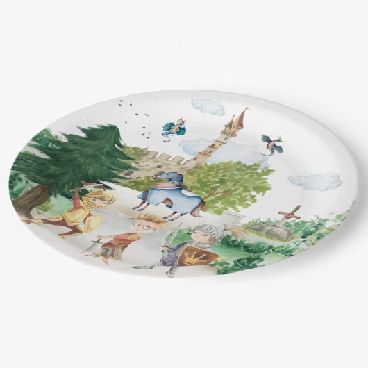 騎士とドラゴン |中世王室の誕生日 ペーパープレート (アングル)