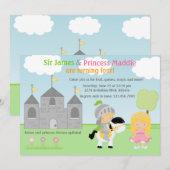 騎士とプリンセスの双子合同パーティー招待状 招待状 (正面/裏面)