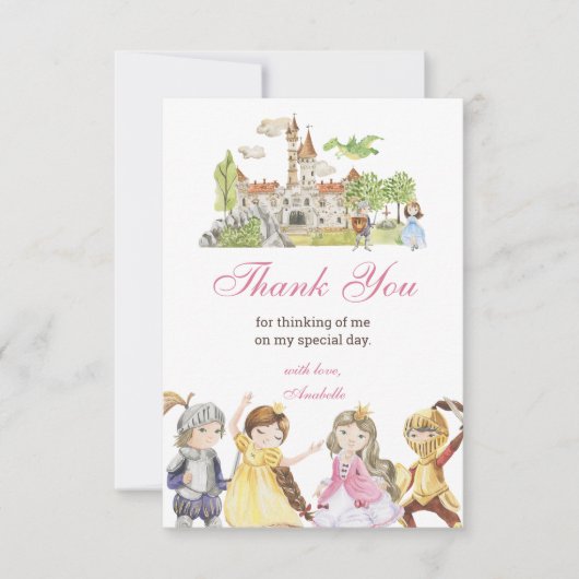 騎士とプリンセス誕生日 サンキューカード (正面)