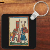 騎士と大地主、14世紀中世アート キーホルダー (裏面)