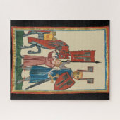 騎士と大地主、14世紀中世アート ジグソーパズル (横)