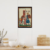 騎士と大地主、14世紀中世アート ポスター (キッチン)