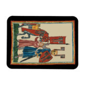 騎士と大地主、14世紀中世アート マグネット (横)