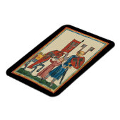 騎士と大地主、14世紀中世アート マグネット (左側)