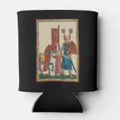 騎士と大地主、14世紀中世アート 缶クーラー (裏面)