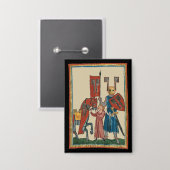 騎士と大地主、14世紀中世アート 缶バッジ (正面/裏面)