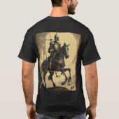 騎士と彼のステップ – ヴィンテージモノクロ Tシャツ (裏面)