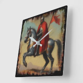騎士と馬の警部 スクエア壁時計 (傾斜)