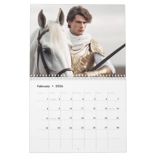 騎士と馬2025 カレンダー (2月 2026)