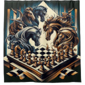 騎士のゲーム – チェスはファンタジーを満たす シャワーカーテン (正面)