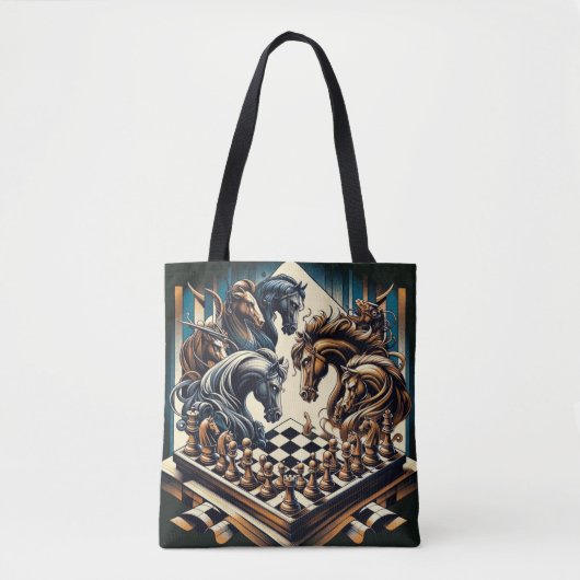 騎士のゲーム – チェスはファンタジーを満たす トートバッグ (正面)