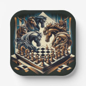 騎士のゲーム – チェスはファンタジーを満たす ペーパープレート (正面)