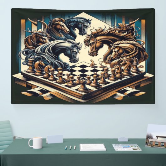 騎士のゲーム – チェスはファンタジーを満たす 横断幕 (トレードショー)