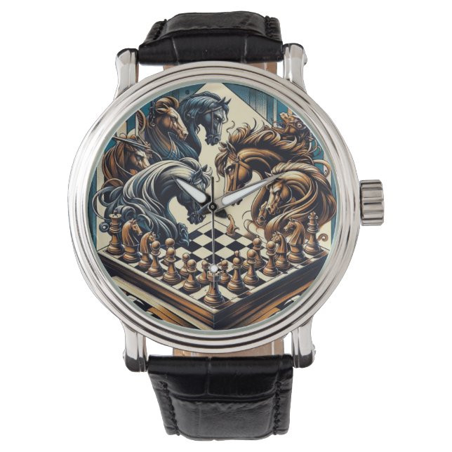 騎士のゲーム – チェスはファンタジーを満たす 腕時計 (正面)