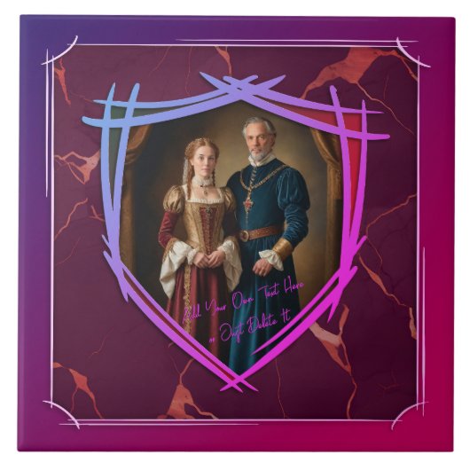 騎士のコート中世の古いギフトファッションド タイル (正面)