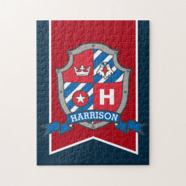 騎士の王冠のパーソナライズされたイーグルレッド・ブルー ジグソーパズル