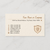 騎士の盾。コート・オブ・アームズ。安全バッジ。 名刺 (正面)