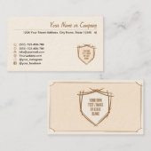 騎士の盾。コート・オブ・アームズ。安全バッジ。 名刺 (正面/裏面)