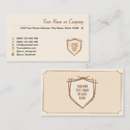 騎士の盾。コート・オブ・アームズ。安全バッジ。 名刺 (正面/裏面)