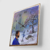 騎士の瞑想 スクエア壁時計 (傾斜)