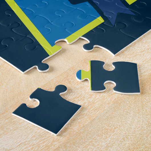 騎士の紋章はパーソナライズされた青い緑を持つ ジグソーパズル (側面)