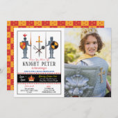 騎士の誕生日パーティー中世の写真 招待状 (正面/裏面)
