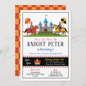 騎士の誕生日パーティー 中世の招待状 招待状 (正面/裏面)