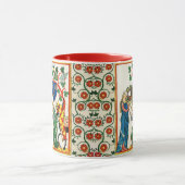 騎士は彼の女性によって武装し、中世のミニチュア マグカップ (中央)