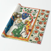 騎士は彼の女性によって武装し、中世のミニチュア ラッピングペーパー (アンロールド)