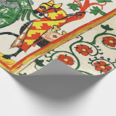 騎士は彼の女性によって武装し、中世のミニチュア ラッピングペーパー (角)