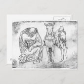 騎士は馬に乗って座った男 ポストカード (正面/裏面)