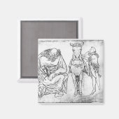 騎士は馬に乗って座った男 マグネット (正面/裏面)