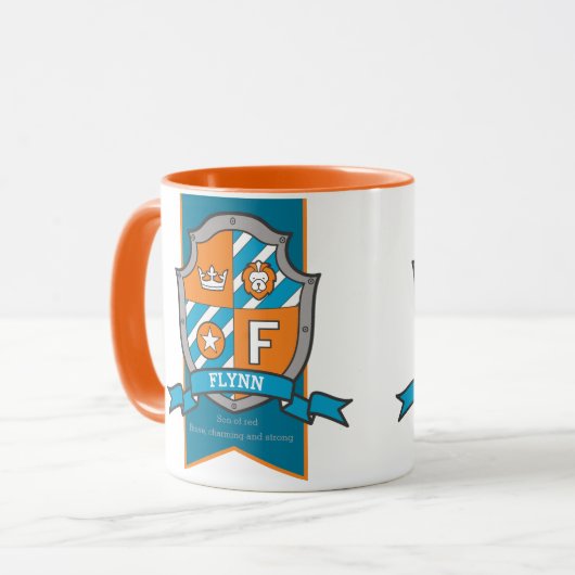 騎士クレスト赤い青の名前意味Flynn F mug マグカップ (正面左)
