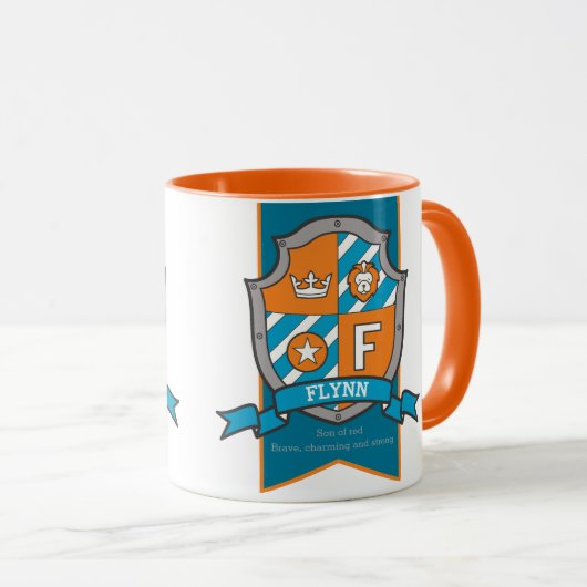 騎士クレスト赤い青の名前意味Flynn F mug マグカップ (正面右)