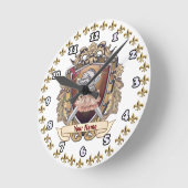 騎士シールドの姓 ラウンド壁時計 (傾斜)