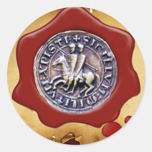 騎士テンプラの封印,赤いワックス,羊皮紙 ラウンドシール (正面)