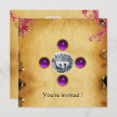 騎士テンプラータウ宝石の紫のシール 招待状 (正面/裏面)