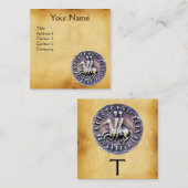 騎士テンプラーモノグラムパーチメントのシール スクエア名刺 (正面/裏面)