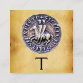 騎士テンプラーモノグラムパーチメントのシール スクエア名刺 (裏面)