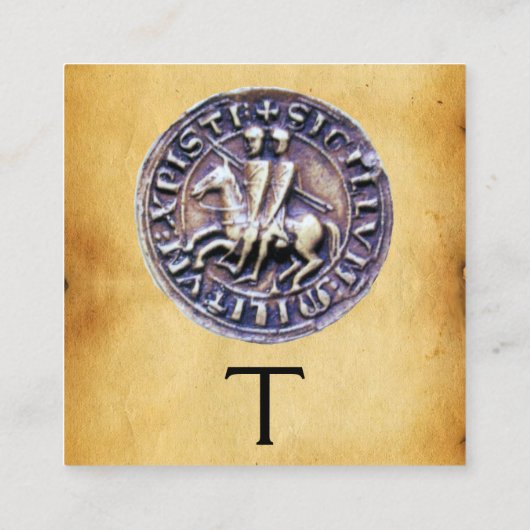 騎士テンプラーモノグラムパーチメントのシール スクエア名刺 (裏面)