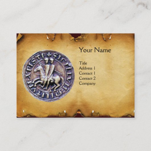 騎士テンプラーモノグラムパーチメントのシール 名刺 (正面)